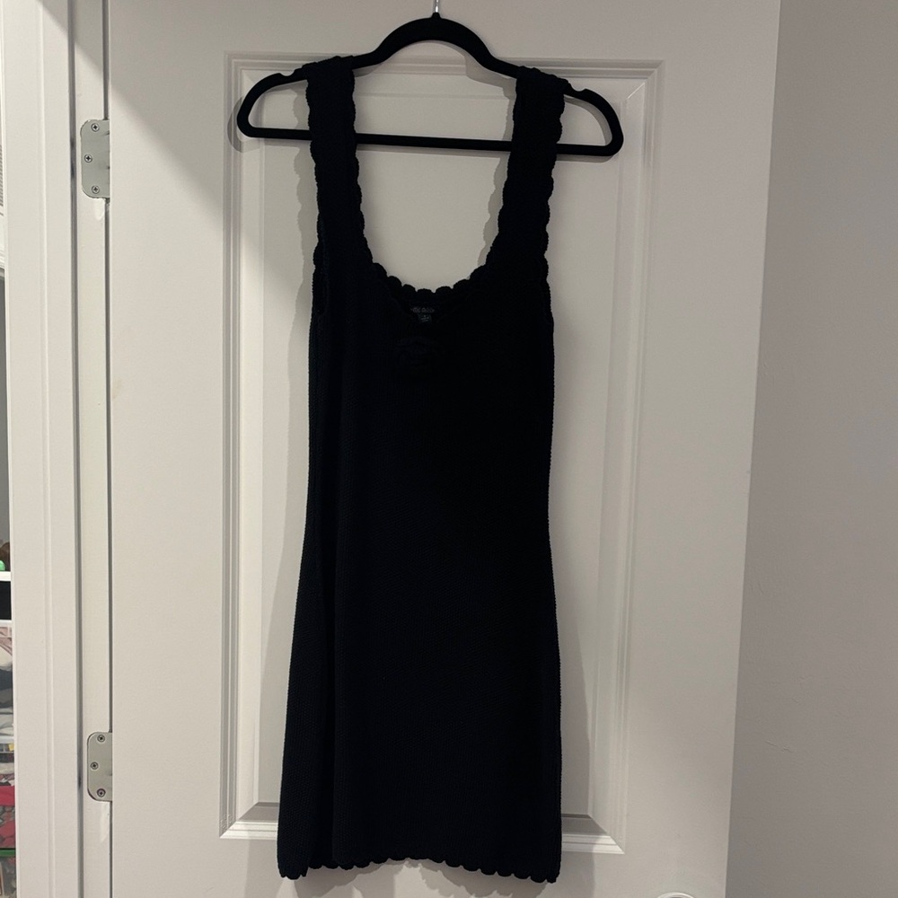 Wild Fable Black Scalloped Knit Dress with rose Size S